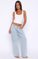 Day At A Time Low Rise Wide Leg Jeans Mid Blue