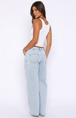Day At A Time Low Rise Wide Leg Jeans Mid Blue