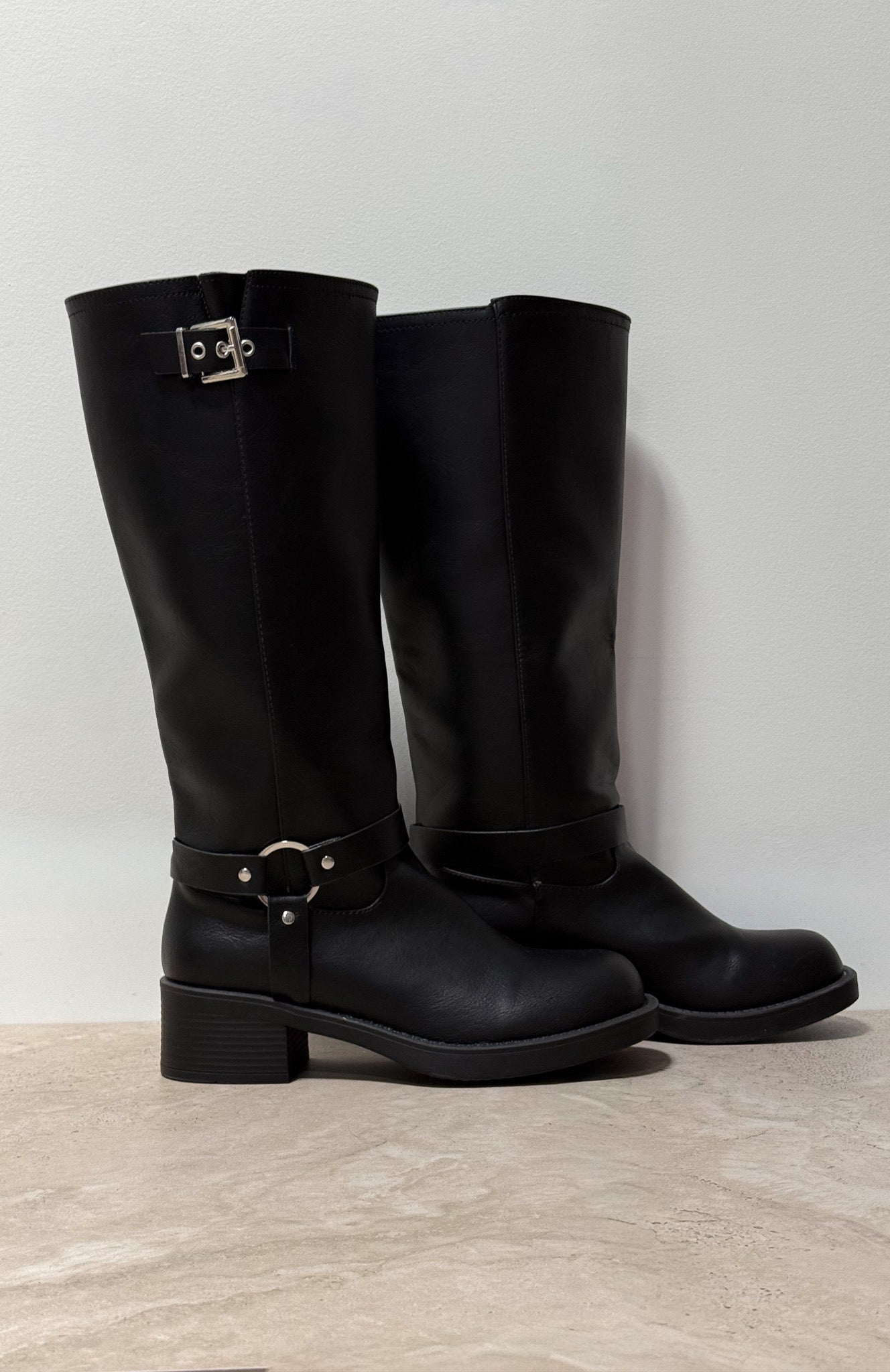 Rafferty Knee High Boots Black PU