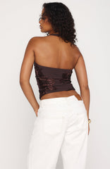 Different Wave Halter Top Chocolate