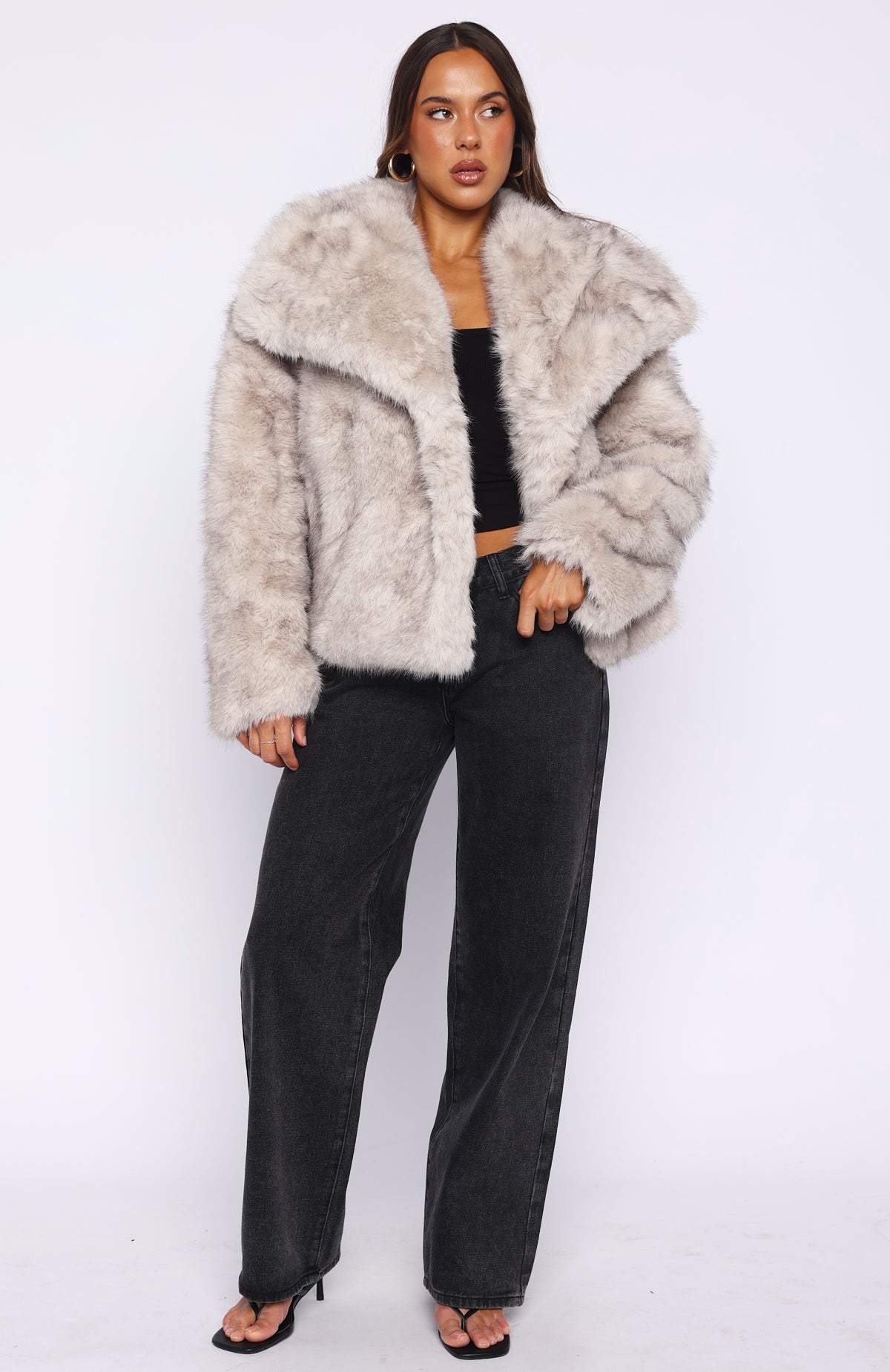 Dirty Martini Faux Fur Jacket Smokey Taupe