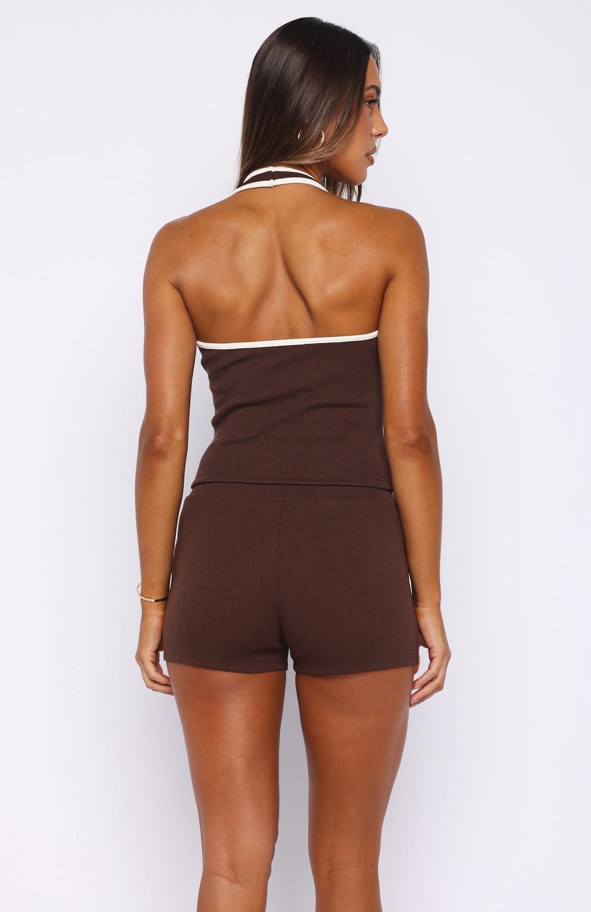 Doing My Best Ribbed Bike Shorts Chocolate