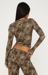 Dreamy Button Up Long Sleeve Pyjama Top Leopard