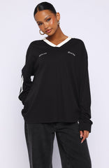 Dreamy Skies Long Sleeve Oversized Jersey Black