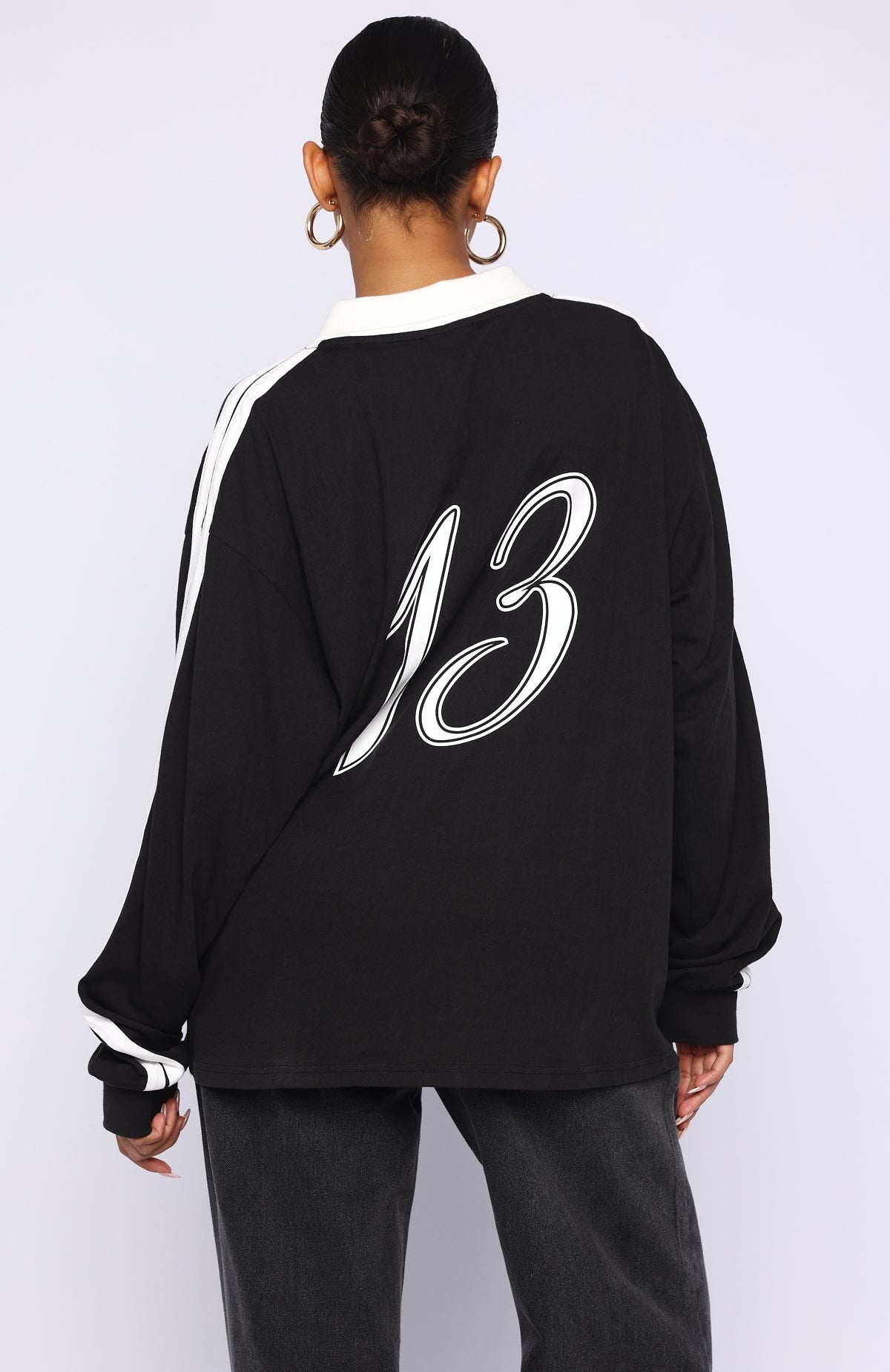 Dreamy Skies Long Sleeve Oversized Jersey Black