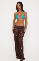 Dripped Glam Beaded Knit Pants Chocolate