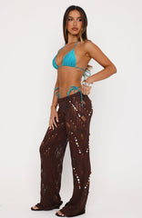 Dripped Glam Beaded Knit Pants Chocolate