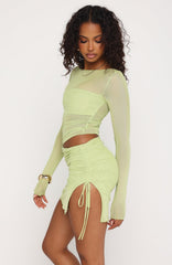 Fall Into Me Long Sleeve Mini Dress Matcha