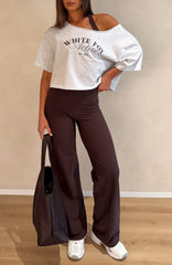Far Away Off Shoulder Cropped Tee Grey Marle