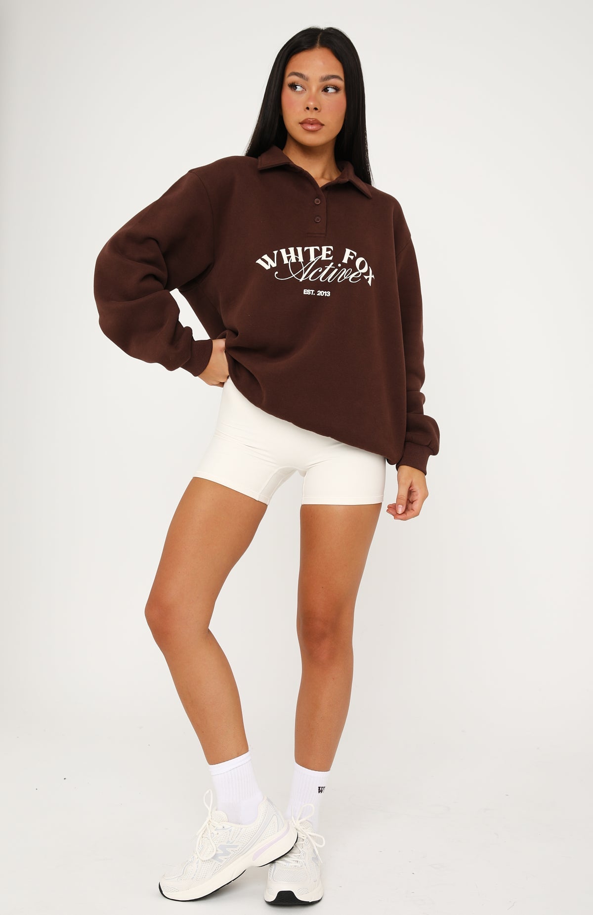 Far Away Oversized Henley Sweater Dark Chocolate