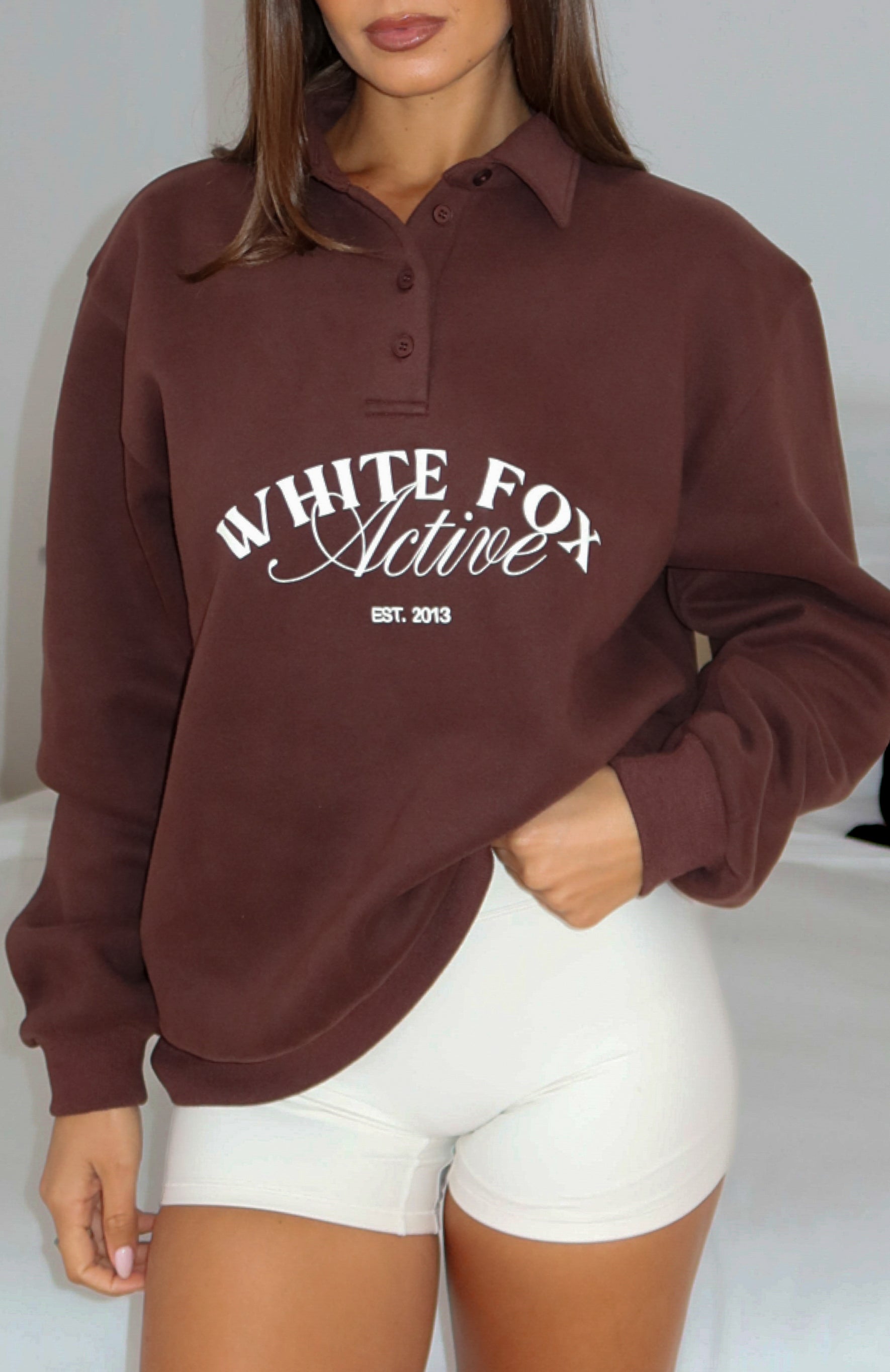 Far Away Oversized Henley Sweater Dark Chocolate