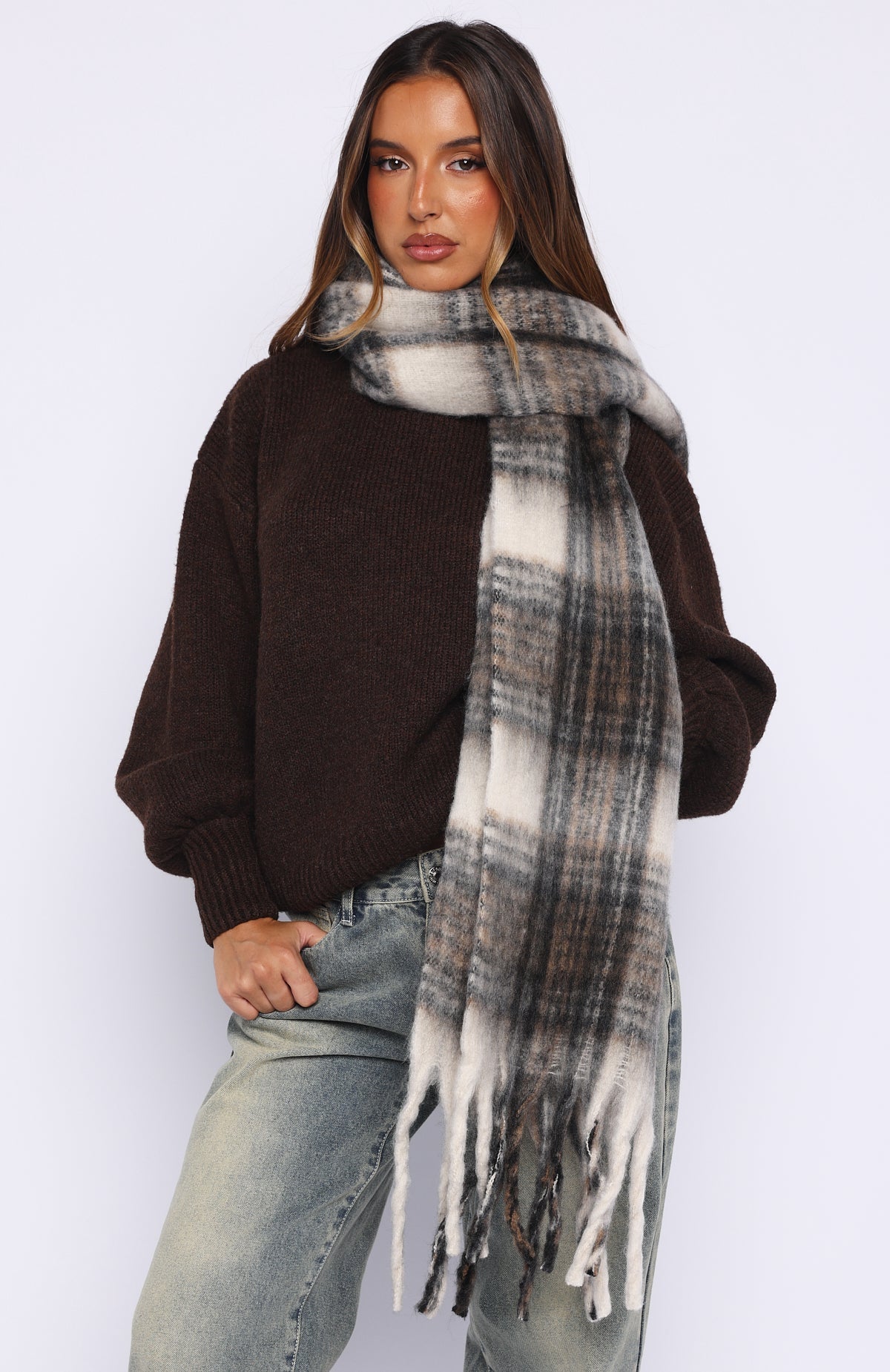 Farley Scarf Cappuccino Plaid
