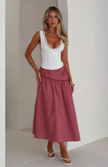 Feeling Groovy Maxi Skirt Red Gingham
