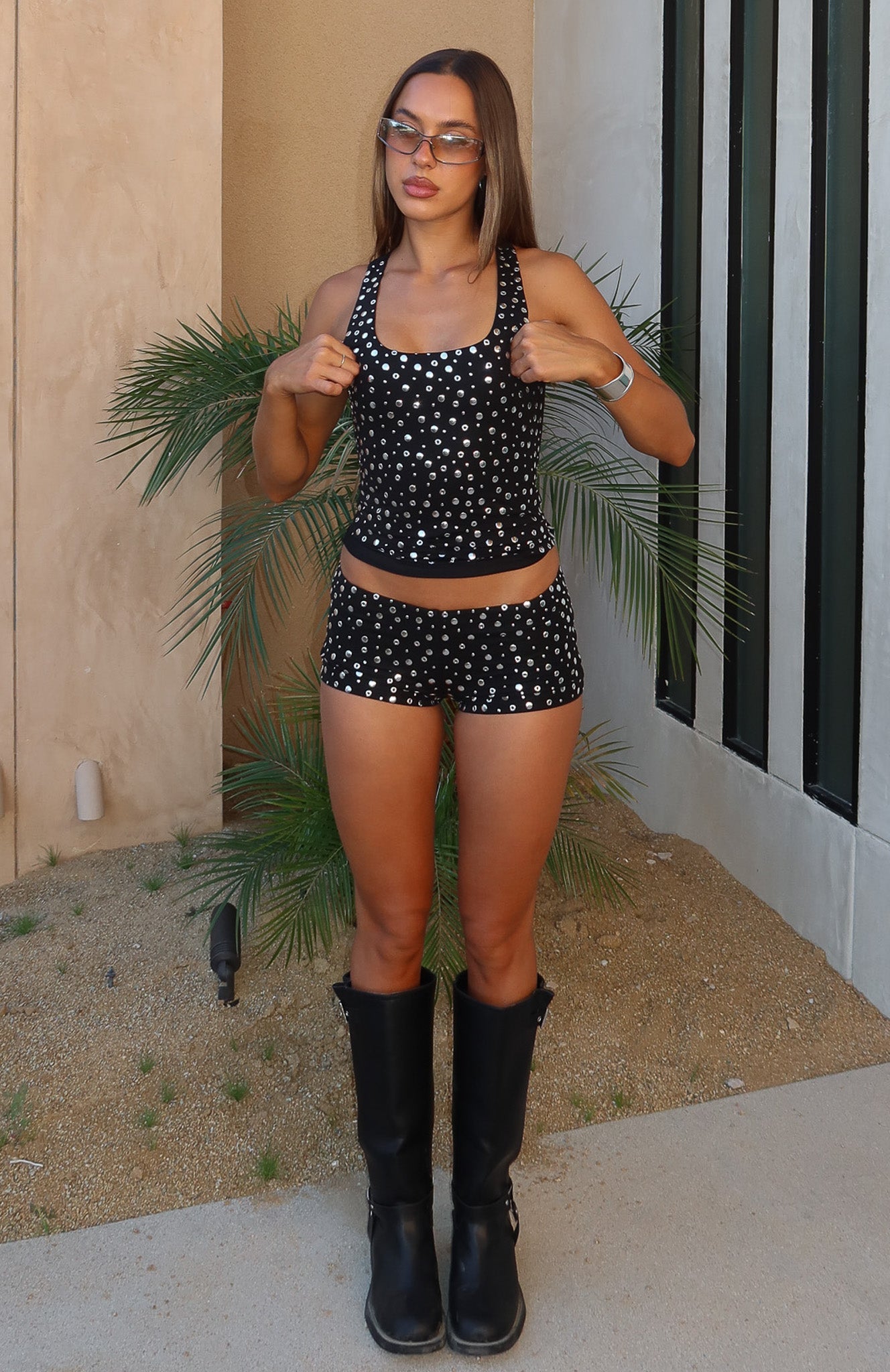 Festival Feels Studded Shorts Black
