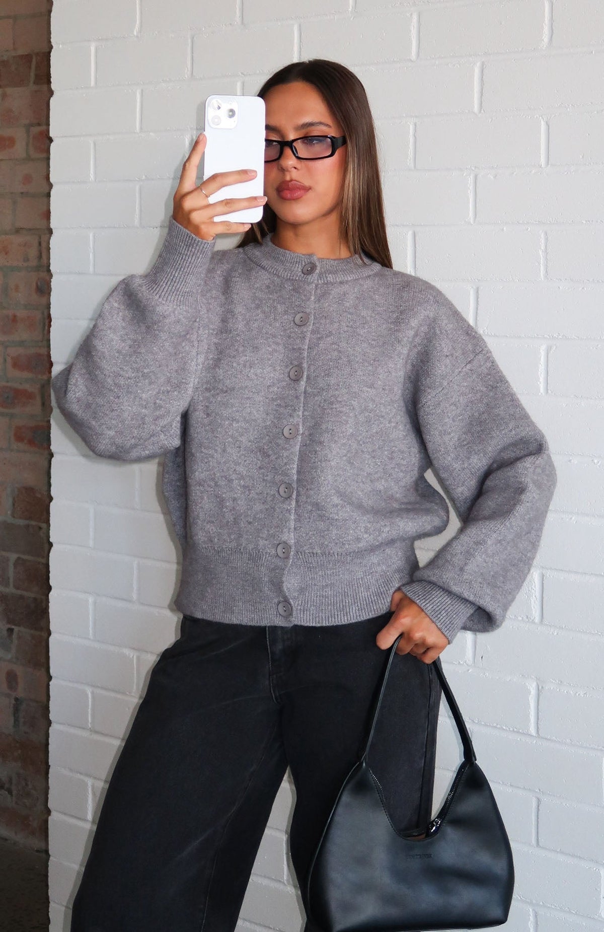 Filipa Knit Cardigan Grey Marle