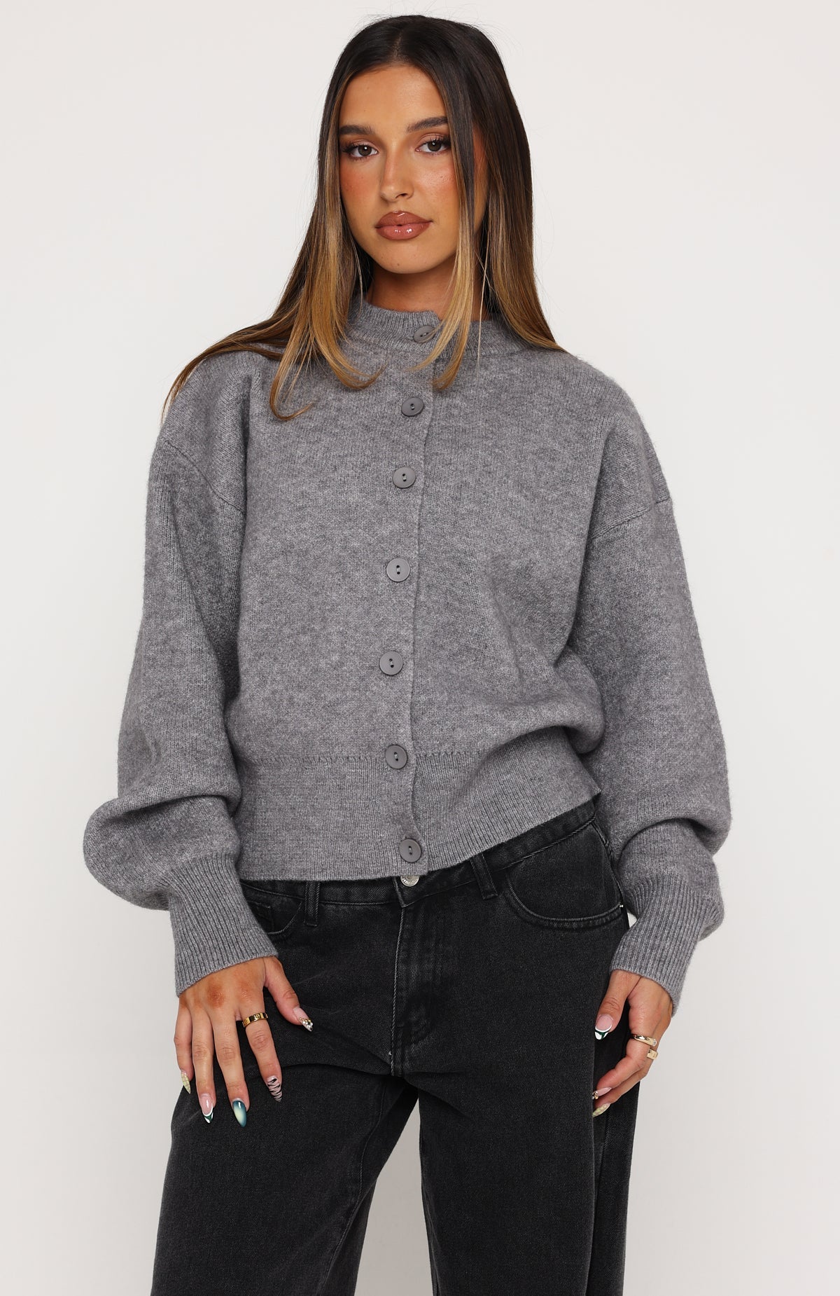 Filipa Knit Cardigan Grey Marle