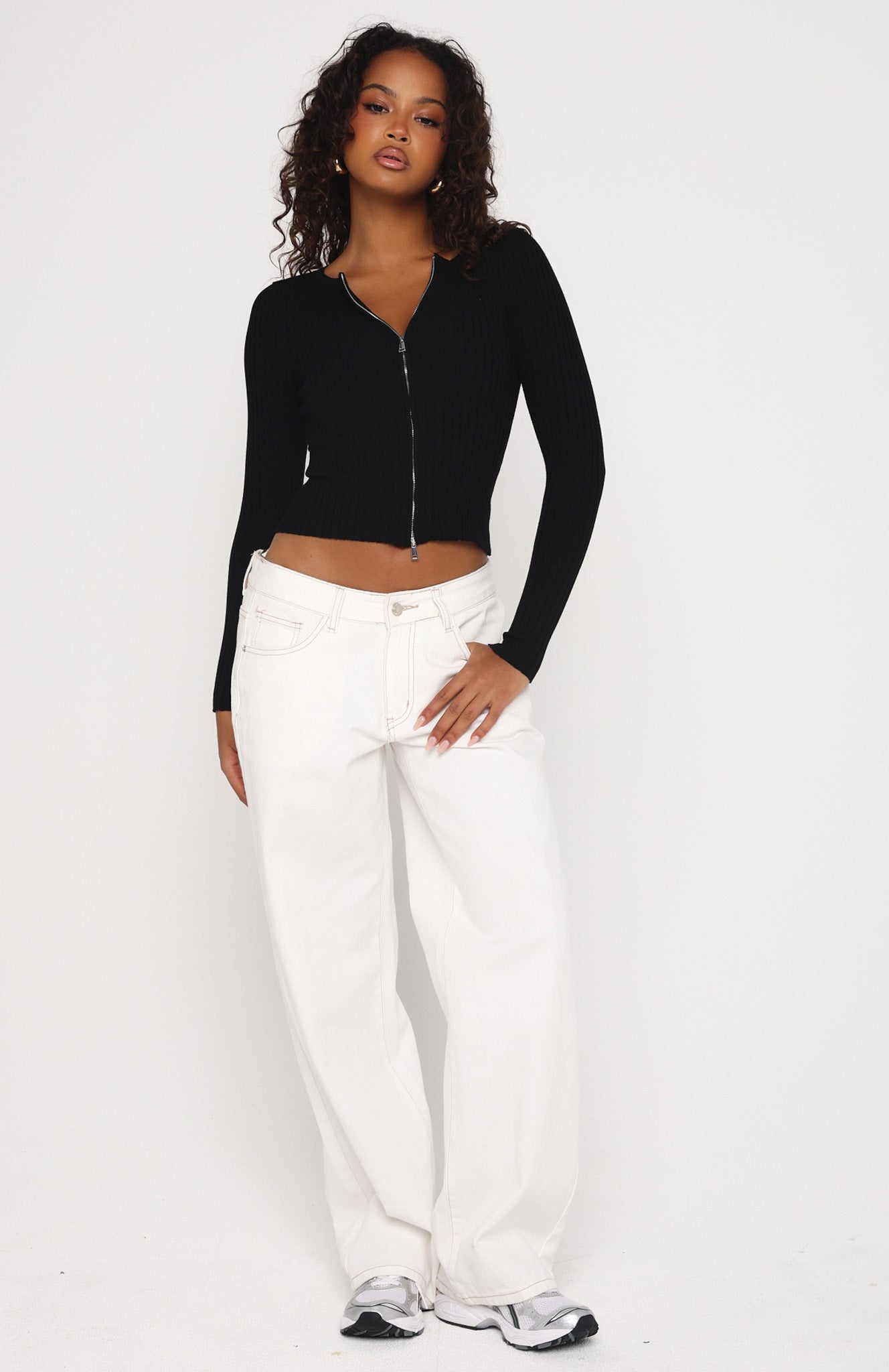 Fine Wine Long Sleeve Knit Top Black