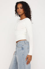 Fine Wine Long Sleeve Knit Top Off White