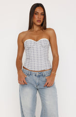 Fire Me Up Strapless Bustier Darling Grey Check