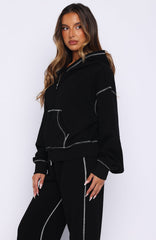 Flashing By Boxy Zip Front Hoodie Black