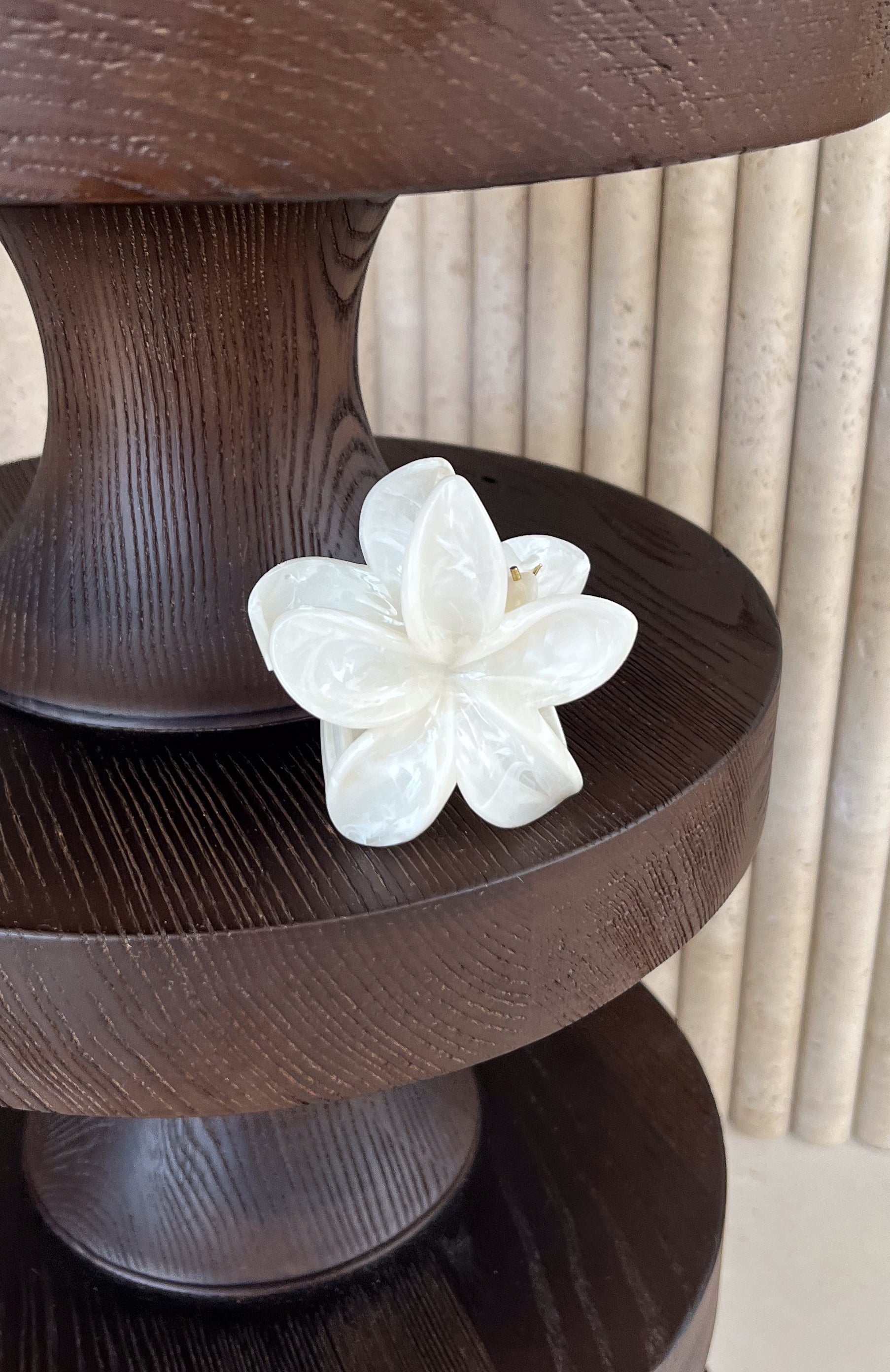 Floral Charm Hair Clip White Marble