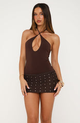 Follow The Leader Mini Dress Chocolate
