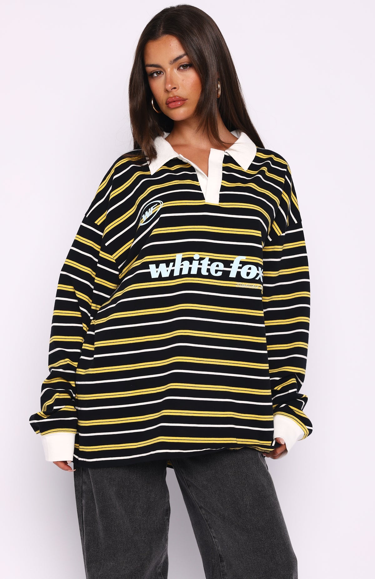 Gentle Affection Long Sleeve Rugby Shirt Black/Yellow Stripe
