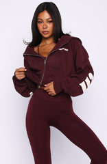Gone Away Boxy Zip Front Hoodie Merlot