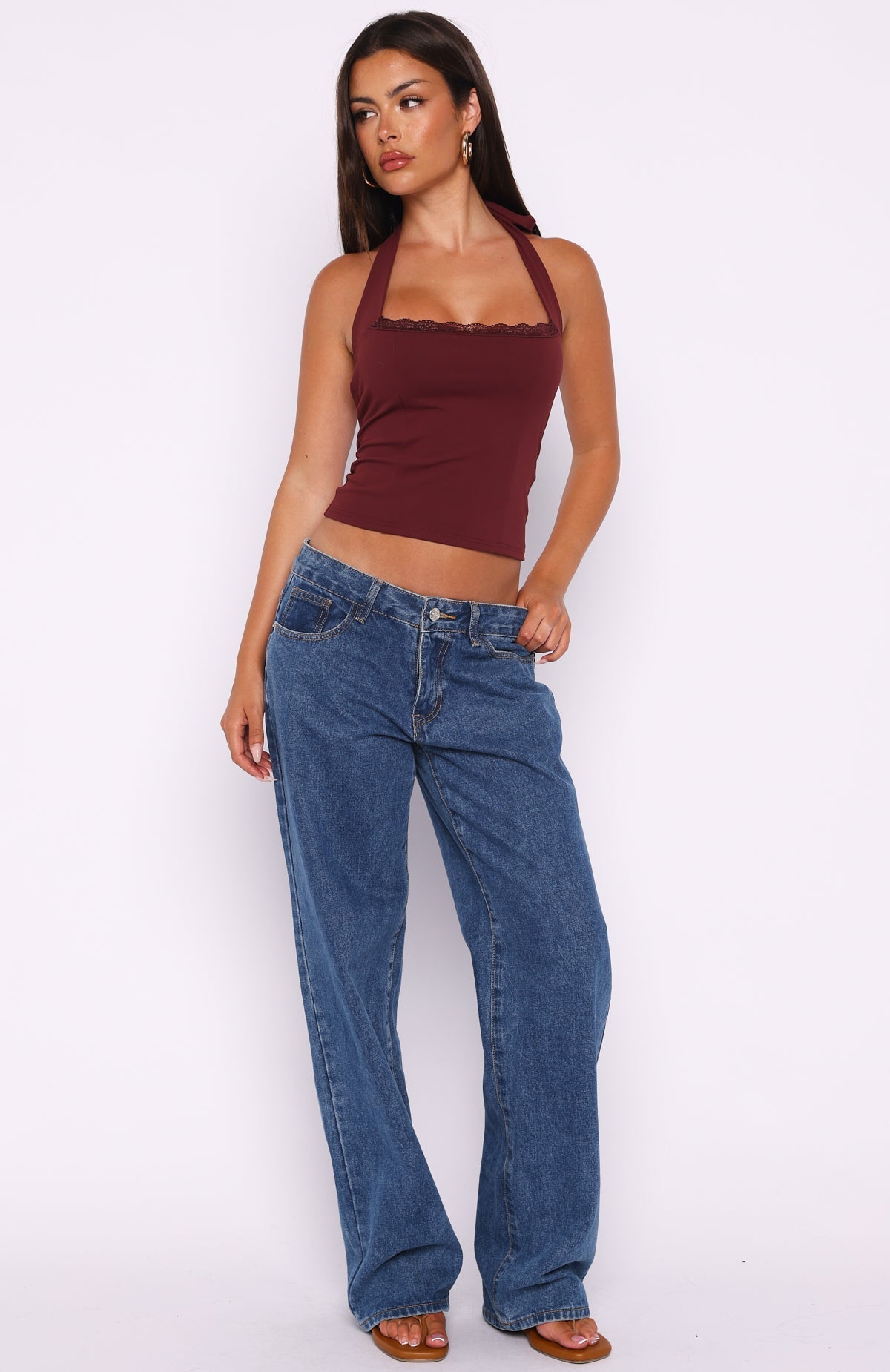 Good Feels Halter Top Burgundy