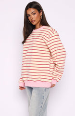 Happy Go Lucky Oversized Sweater Cream/Red Stripe