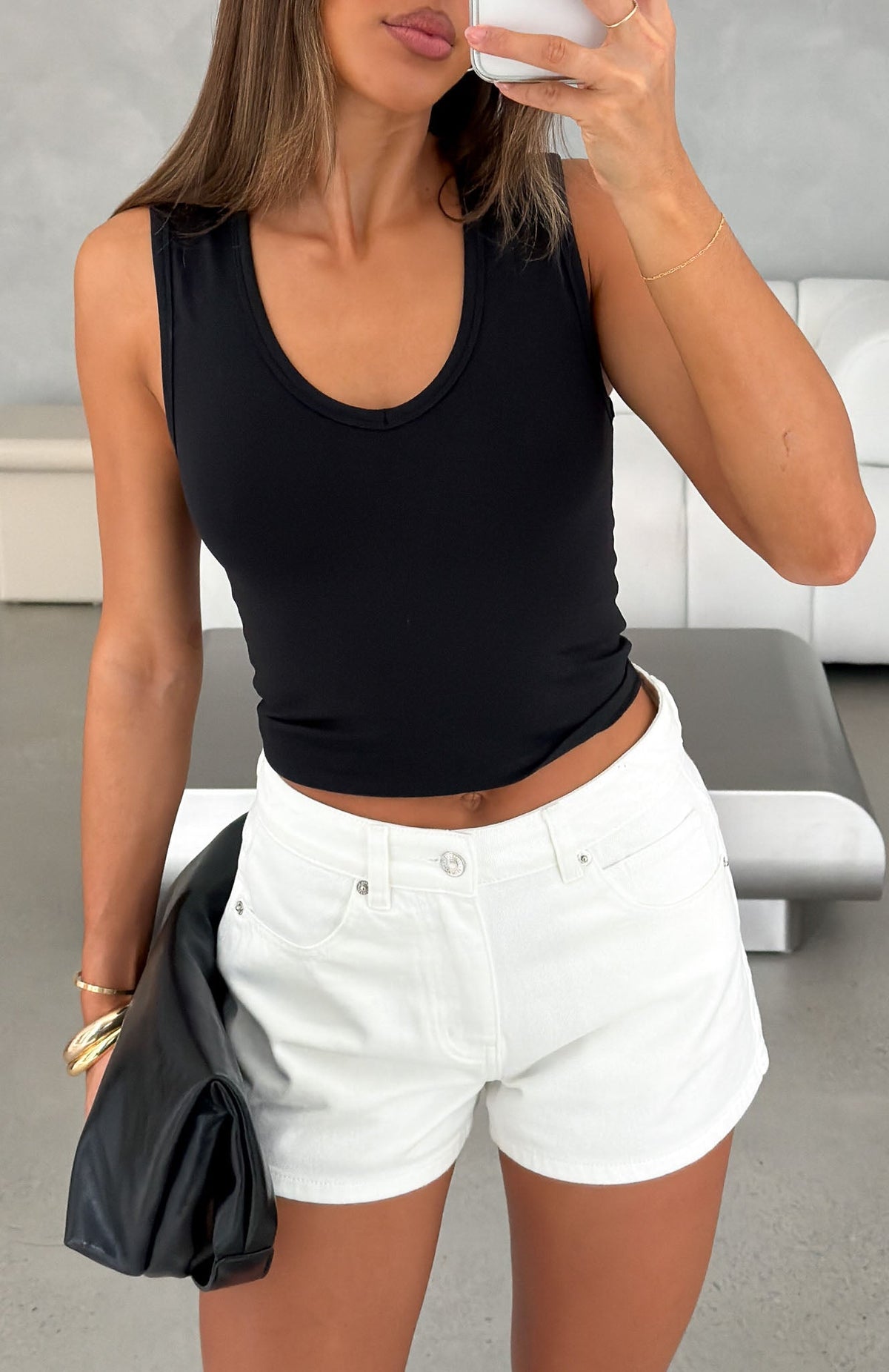 Hayley High Rise Denim Shorts White