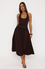 Hot Honey Haze Midi Dress Chocolate