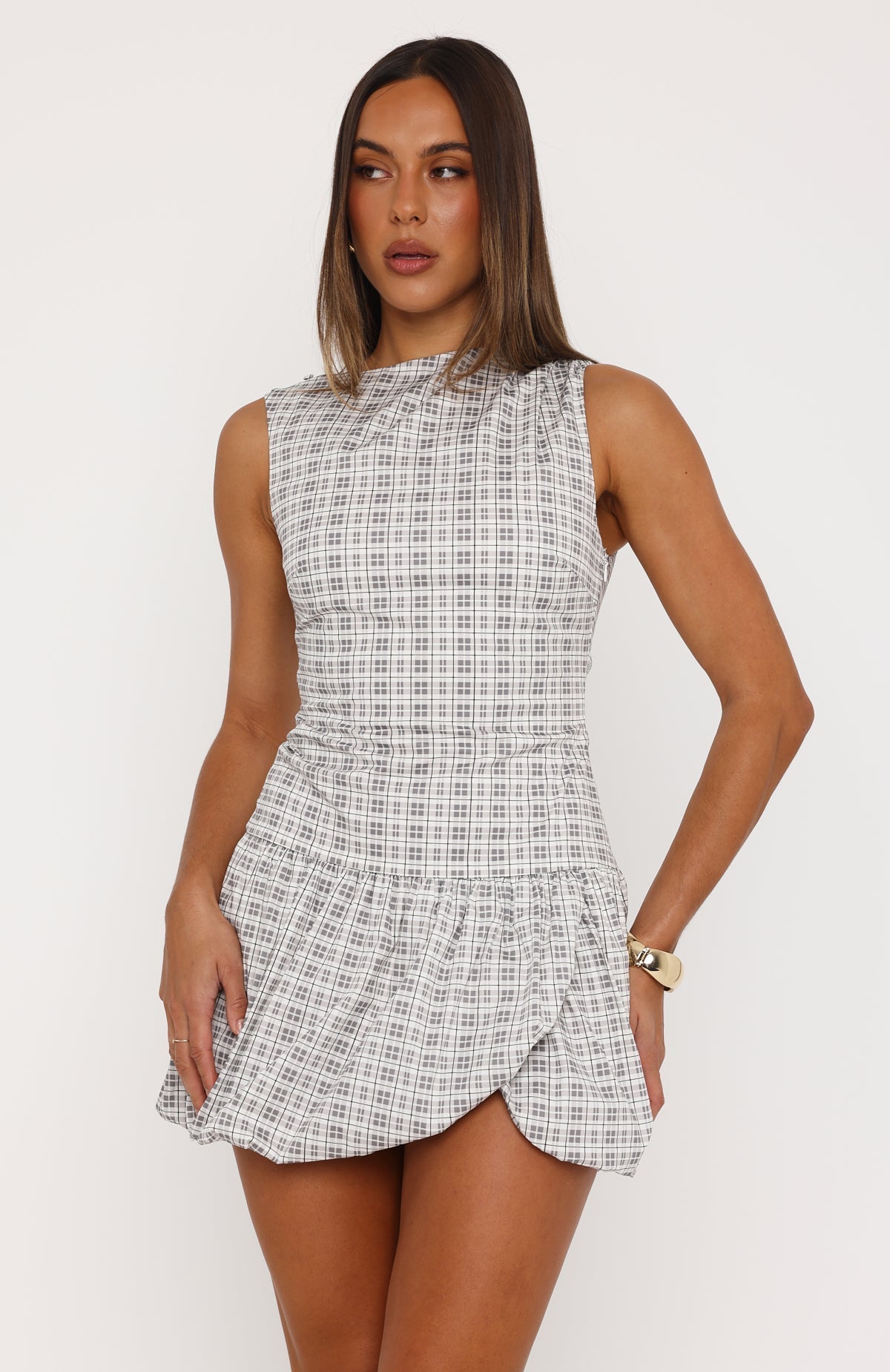 I Got You Love Mini Dress Darling Grey Check