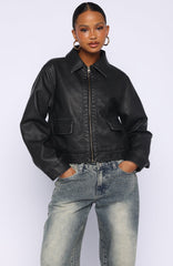 I Know Love PU Jacket Black