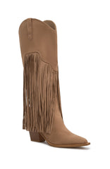 Iniko Cowboy Boot Taupe Faux Suede