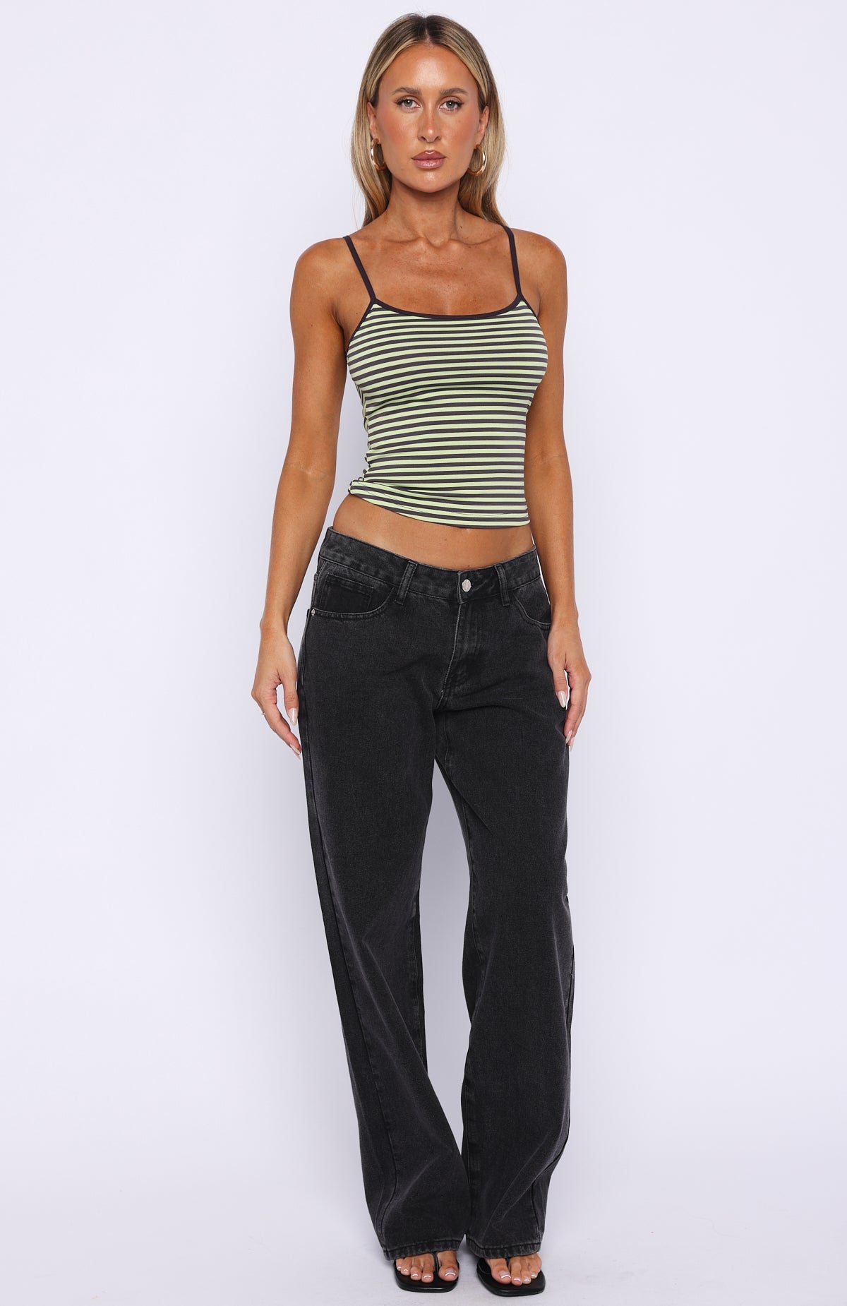 Just Let It Go Singlet Green/Plum Stripe