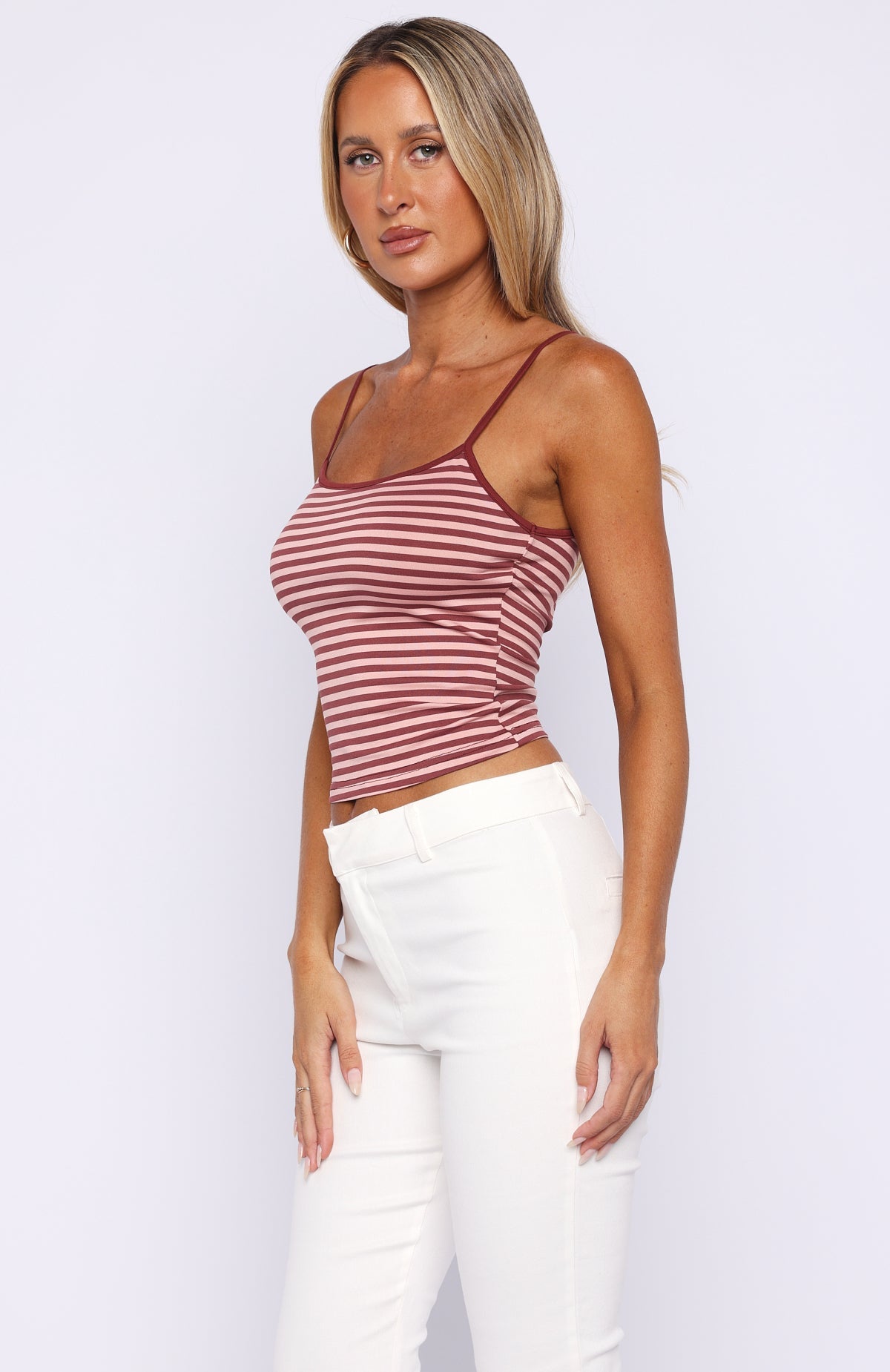 Just Let It Go Singlet Pink Stripe