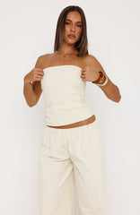 Just Like This Strapless Top Cream