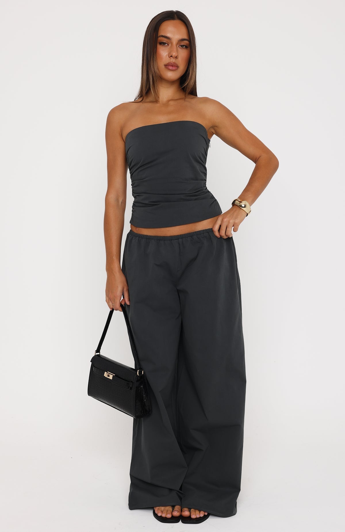 Just Like This Strapless Top Slate
