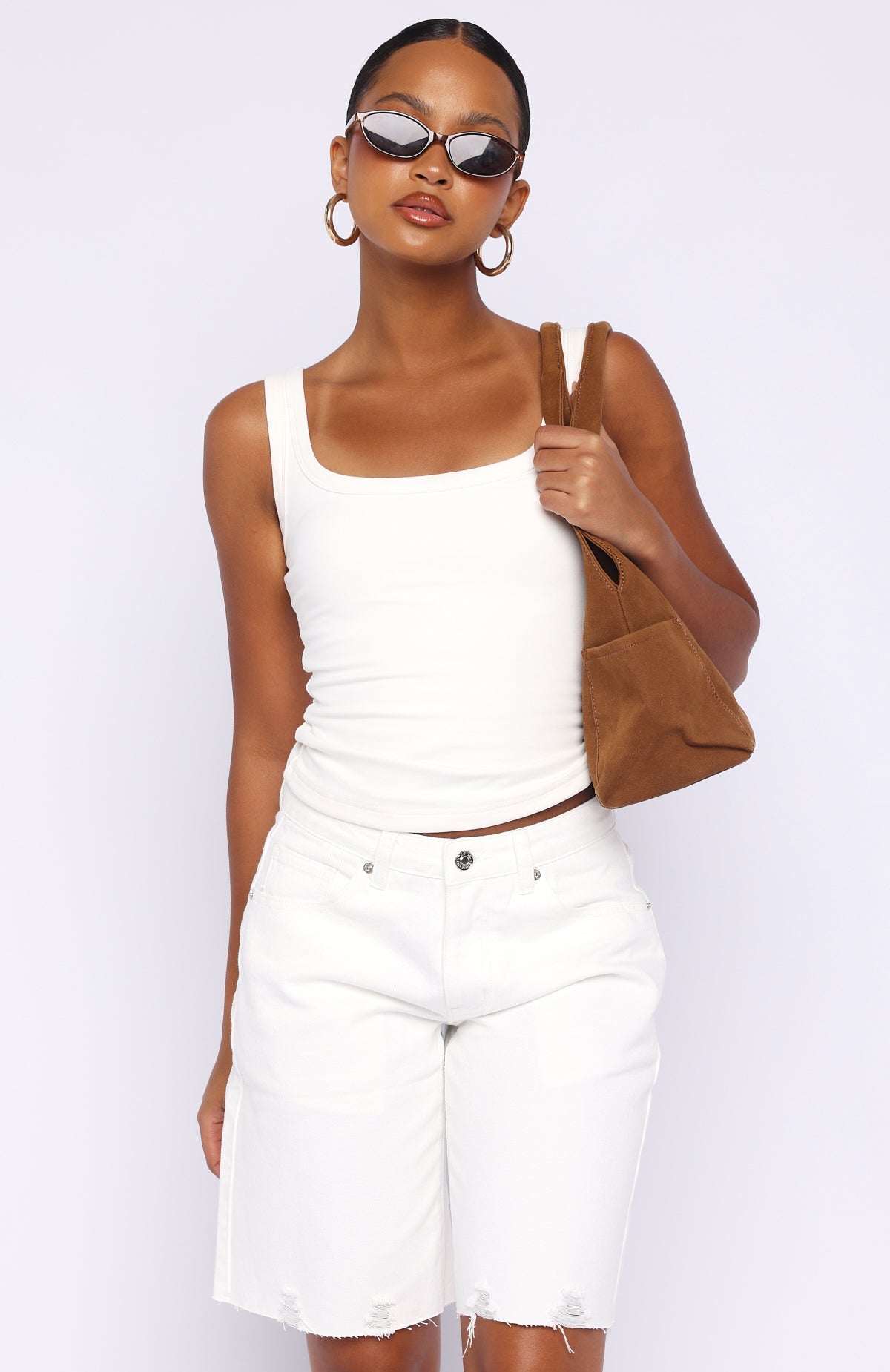 Kahlia Denim Shorts White
