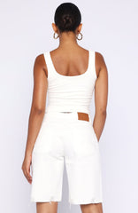 Kahlia Denim Shorts White