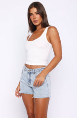 Kamilia High Rise Denim Shorts Mid Blue