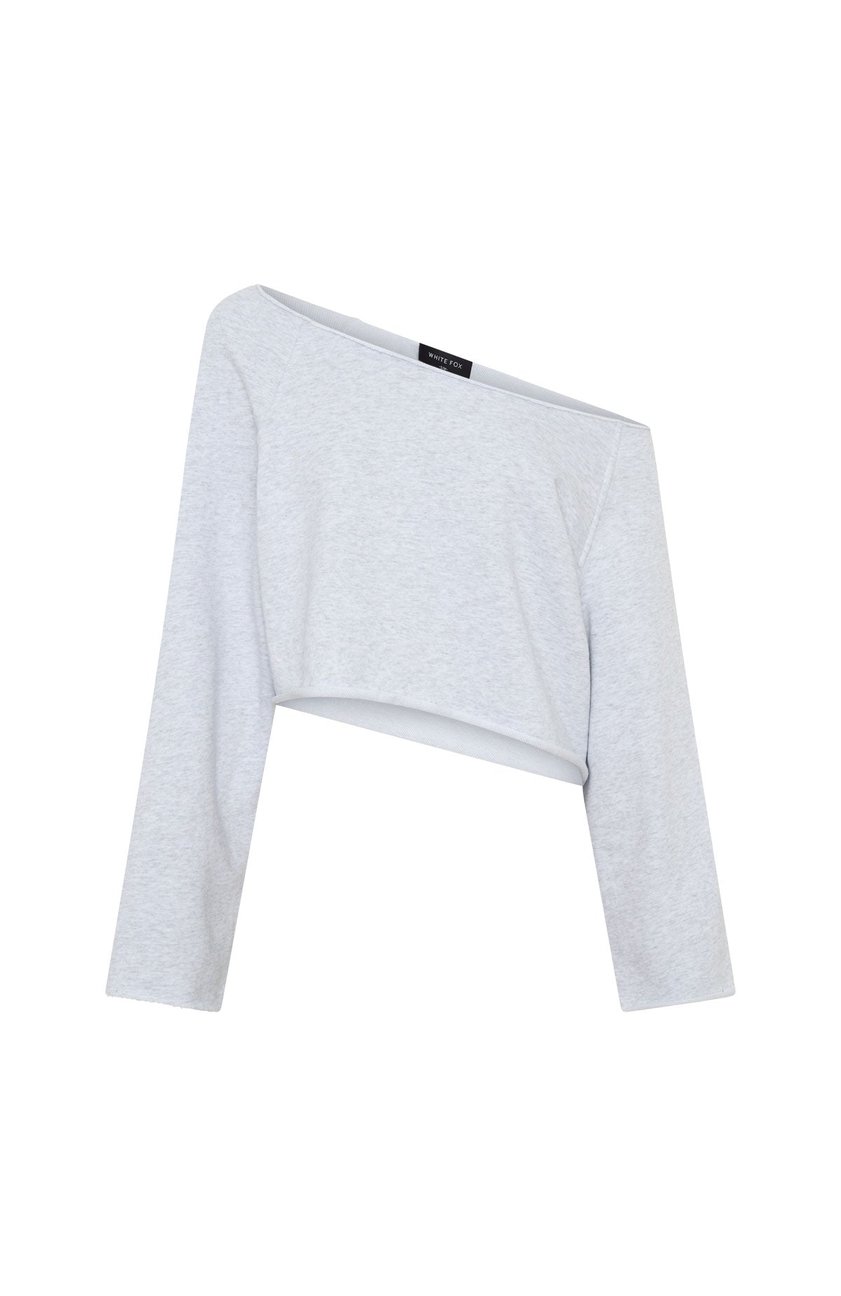 Keep It Rolling Cropped Off Shoulder Sweater Grey Marle