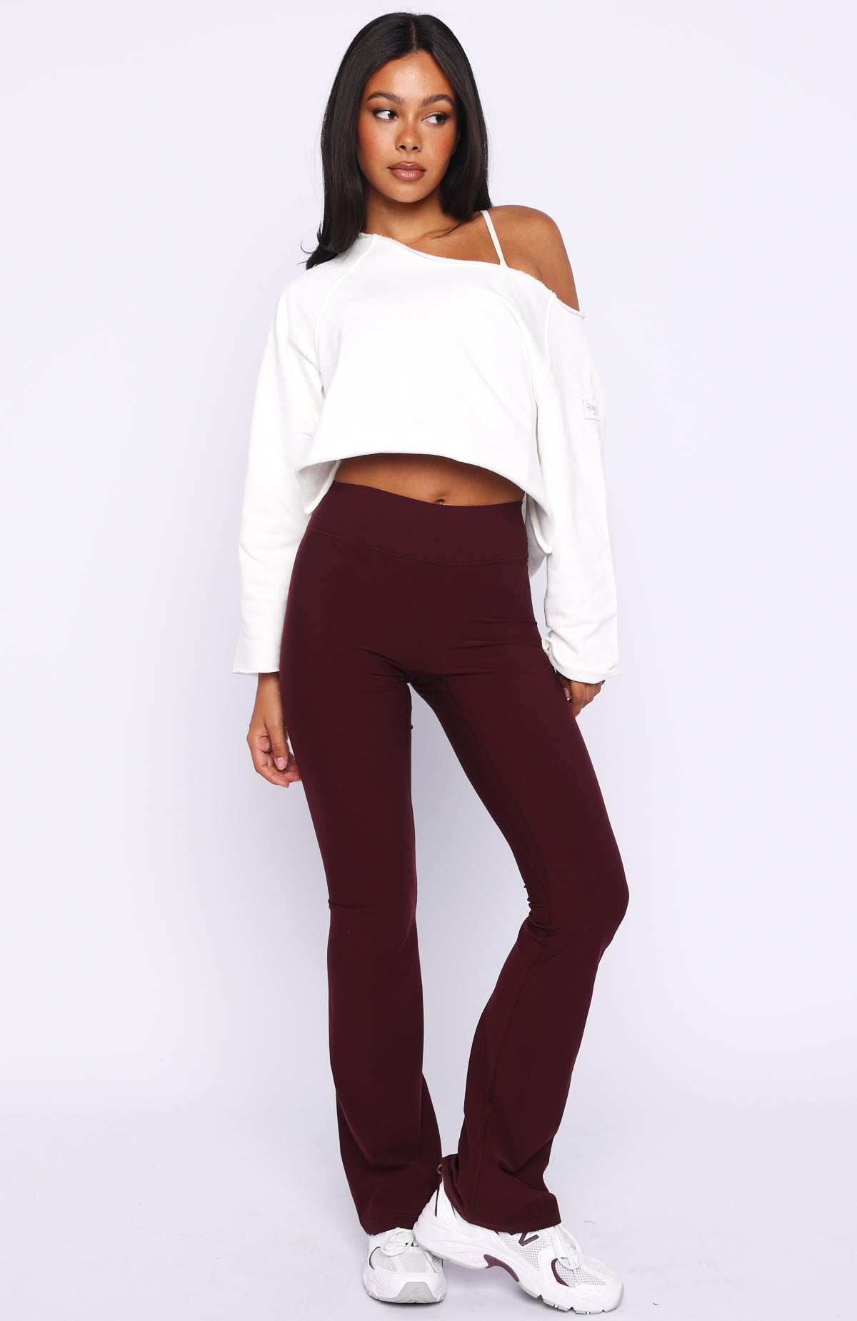 Keep It Rolling Cropped Off Shoulder Sweater Off White