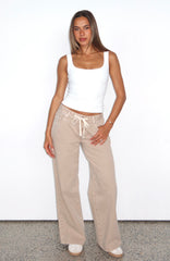 Kendall Mid Rise Wide Leg Jeans Sesame Wash