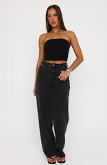 Kiara High Rise Barrel Leg Jeans Black Acid