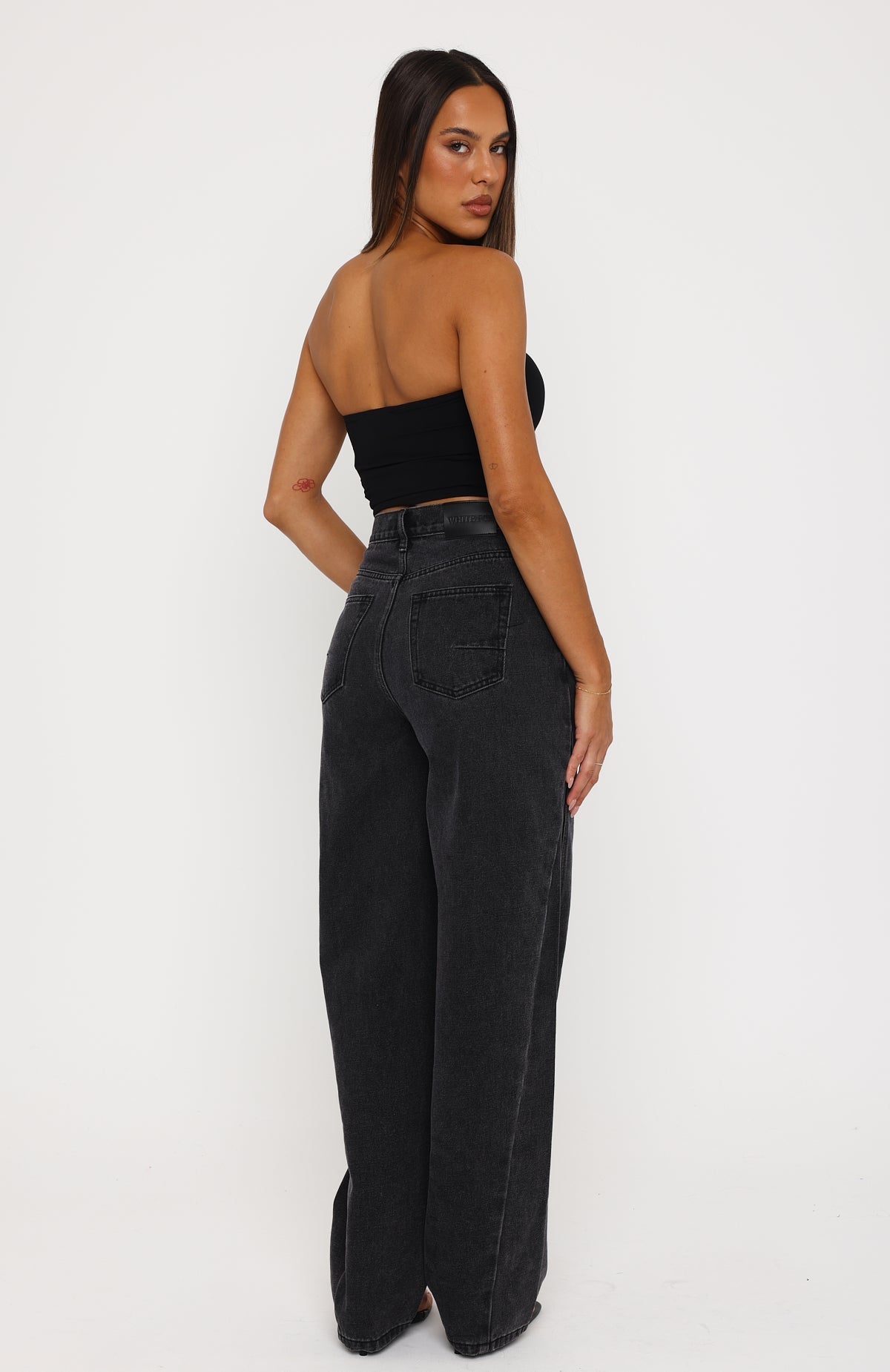 Kiara High Rise Barrel Leg Jeans Black Acid
