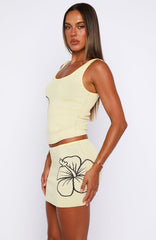 Kiss Me Later Knit Mini Skirt Lemon