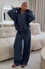 Leave Me Out Of It Waffle Wide Leg Sweatpants Navy