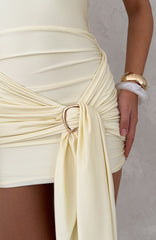 Leaving Paradise Wrap Mini Dress Lemon